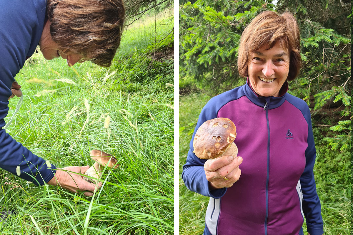 Pilze sammeln - Erleben - Stories - Brigitte mit Steinpilz - Hotel Lisetta

